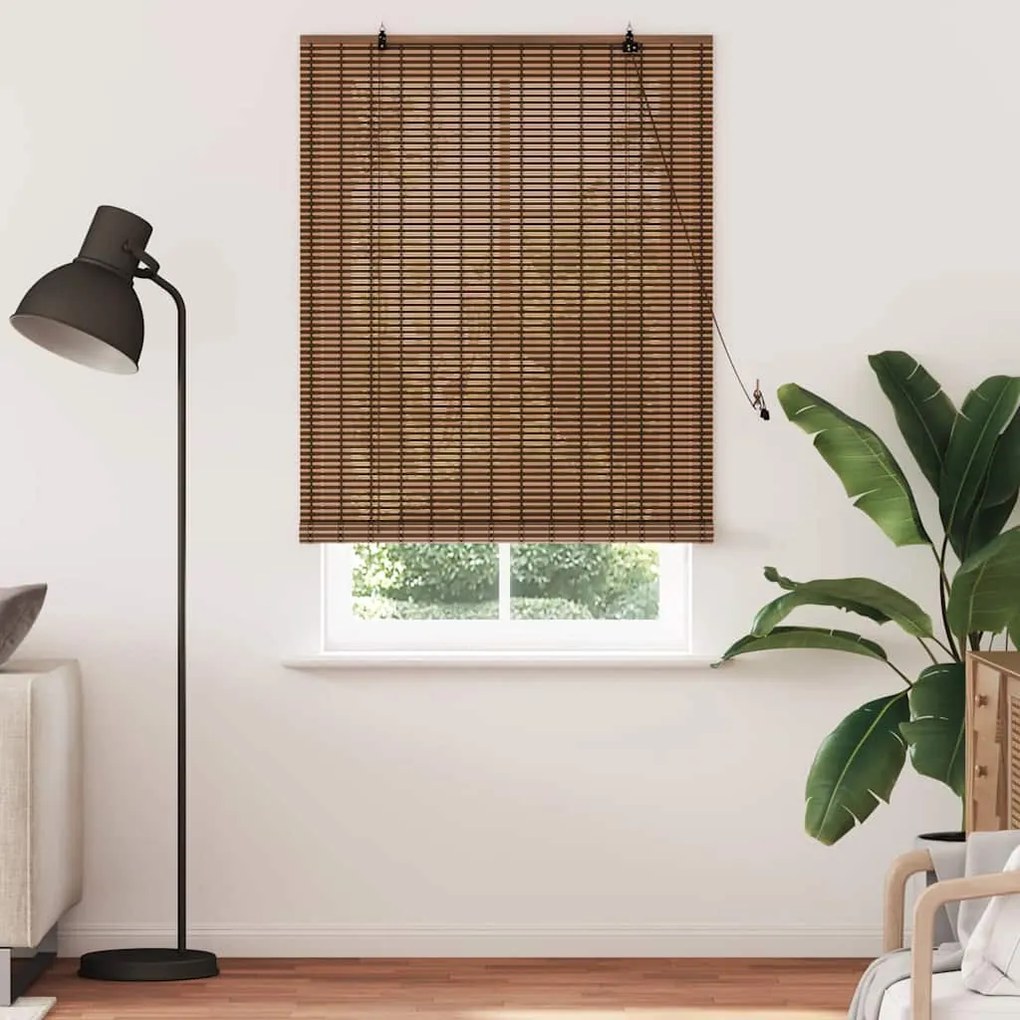 vidaXL Ρολό Παραθύρου με κουρτίνες Καφέ 110 x 220 cm Μπαμπού