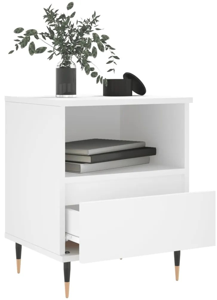 vidaXL Κομοδίνα Λευκά 2 τεμ. 40 x 35 x 50 εκ. από Επεξεργασμένο Ξύλο