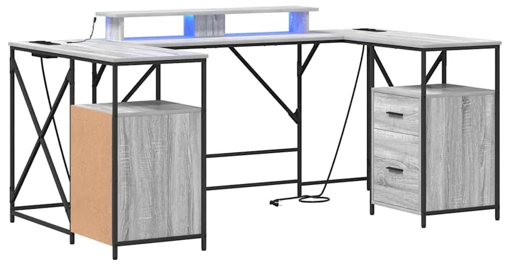 vidaXL Γραφείο Γκρι sonoma 182 x 101 x 87.5 εκ Επεξεργασμένο ξύλο