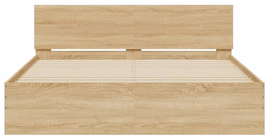 vidaXL Πλαίσιο Κρεβατιού με Κεφαλάρι/LED Sonoma δρυς 160x200 εκ.