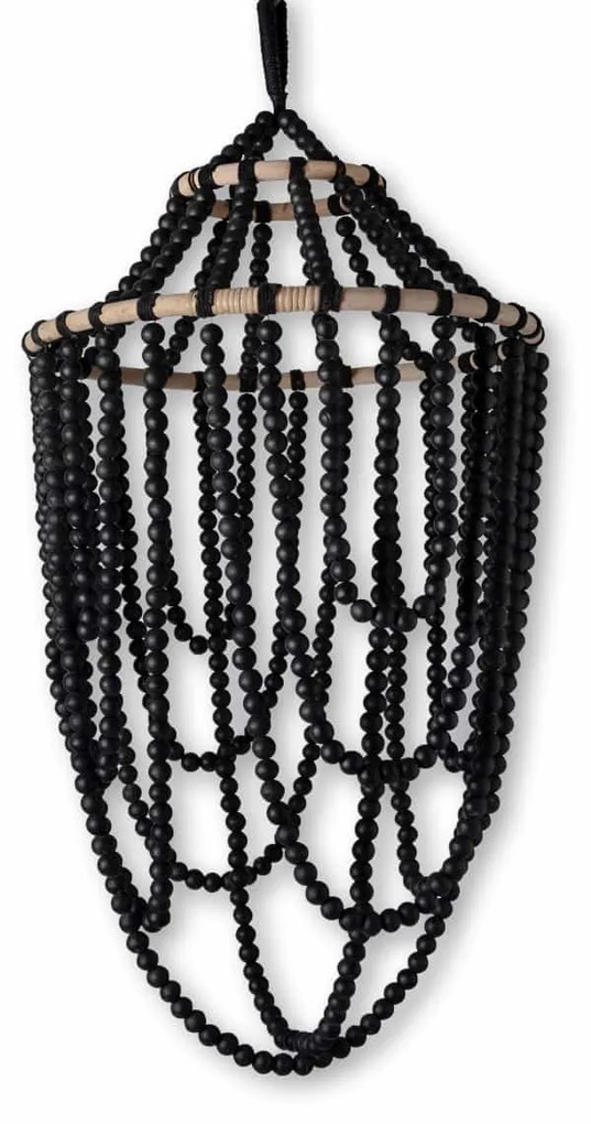 Ceiling Light S Line 110cm Κρεμαστό Χειροποίητο Με Ξύλινες Μαύρες Χάντρες SS26-0071