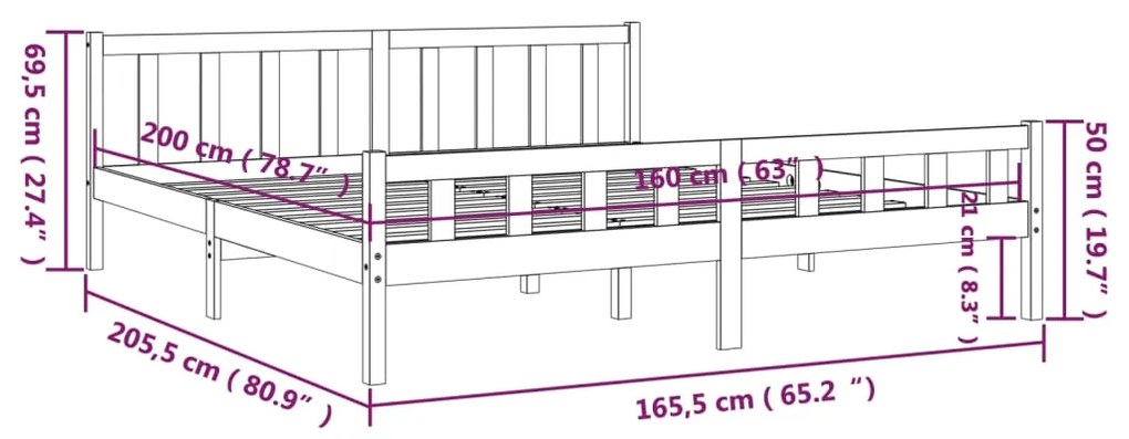 ΠΛΑΙΣΙΟ ΚΡΕΒΑΤΙΟΥ 160 X 200 ΕΚ. ΑΠΟ ΜΑΣΙΦ ΞΥΛΟ 810689