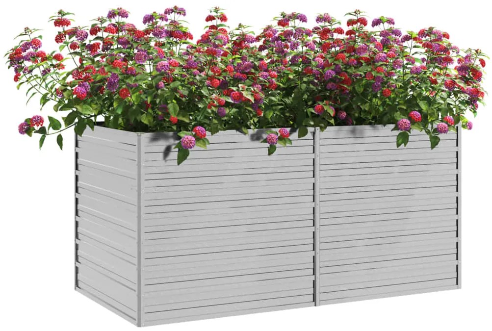 vidaXL Ζαρντινιέρα Υπερυψωμένη Ασημί 160x80x77 εκ. Γαλβανισμ. Χάλυβας