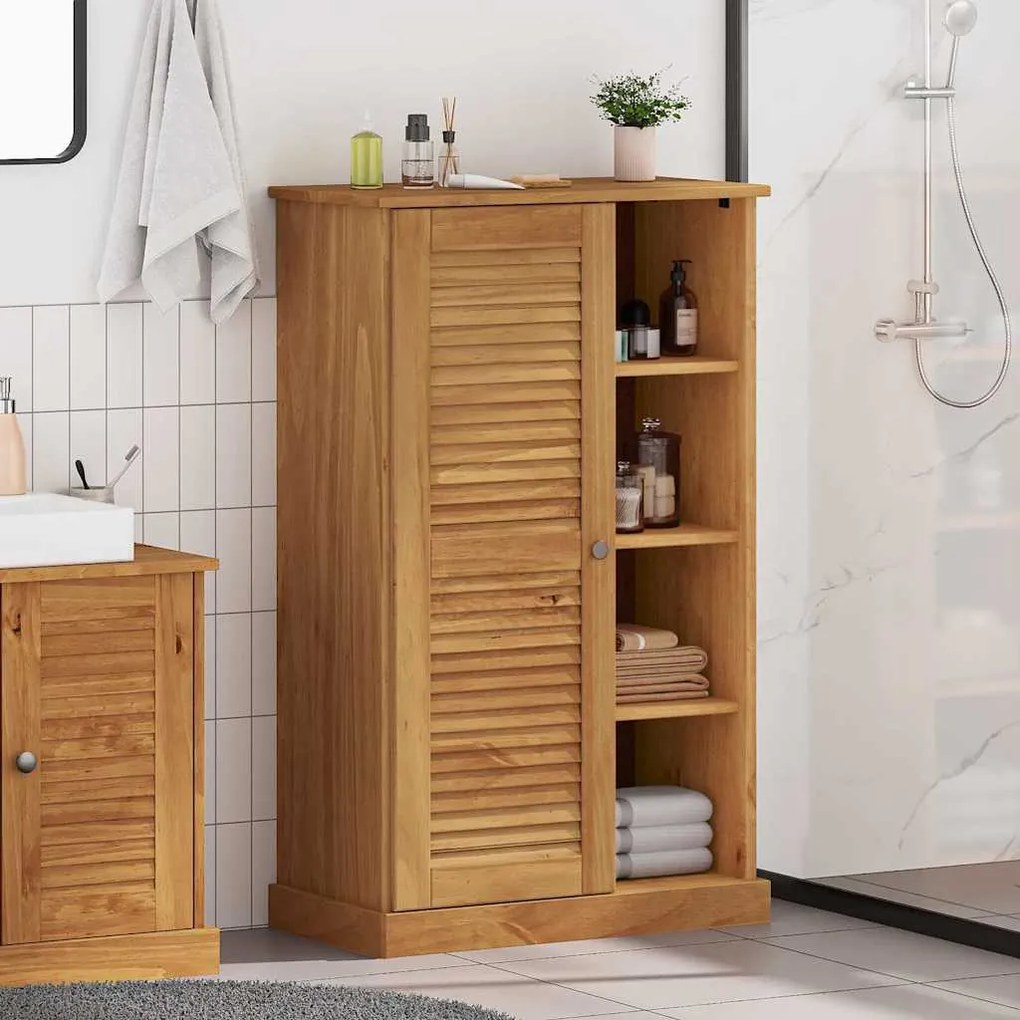 vidaXL Ντουλάπι Μπάνιου καφέ μελί 68 x 34 x 110 εκ. Μασίφ ξύλο πεύκου