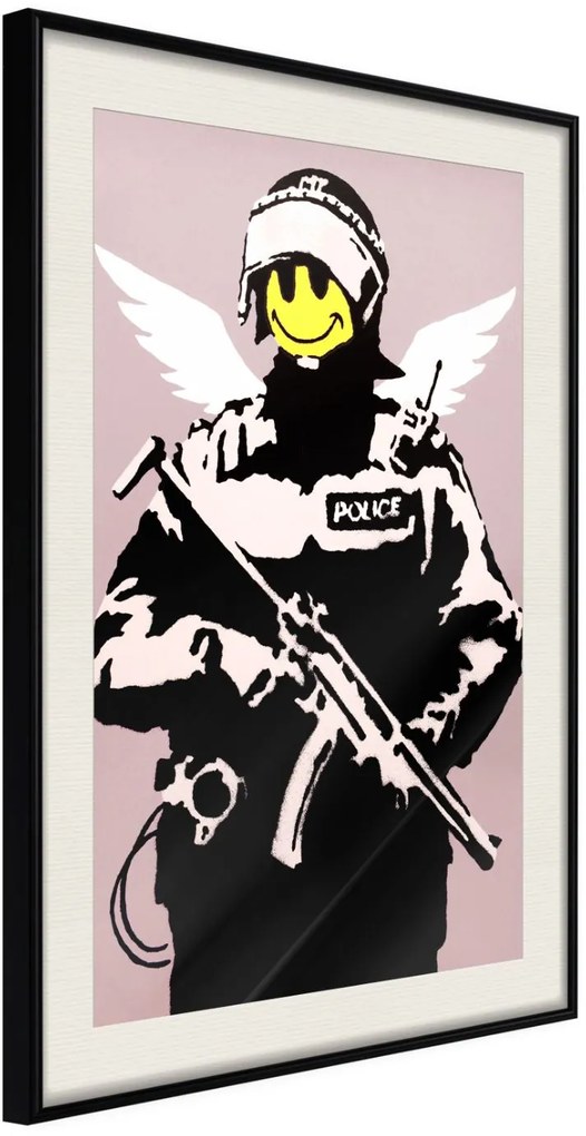 Αφίσα - Banksy: Flying Copper - 20x30 - Μαύρο - Με πασπαρτού