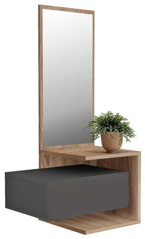 Έπιπλο Εισόδου Με Καθρέπτη Meara HM8984.11 49,1x31,3x90cm Sonoma-Grey Μελαμίνη
