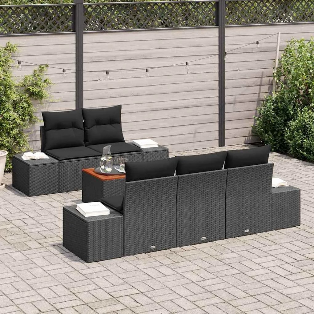 vidaXL Σετ Καναπέ Κήπου 6 pcs Μαύρο