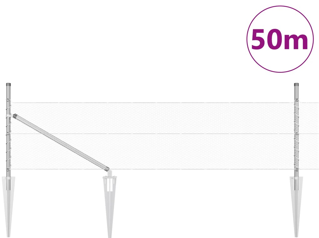 vidaXL Hexagon Φράχτης 0.8x50 μ Γαλβανισμένος Χάλυβας