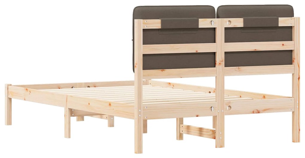 vidaXL Σκελετός Κρεβατιού με Επενδεδυμένο Κεφαλάρι Taupe 120 x 200 cm