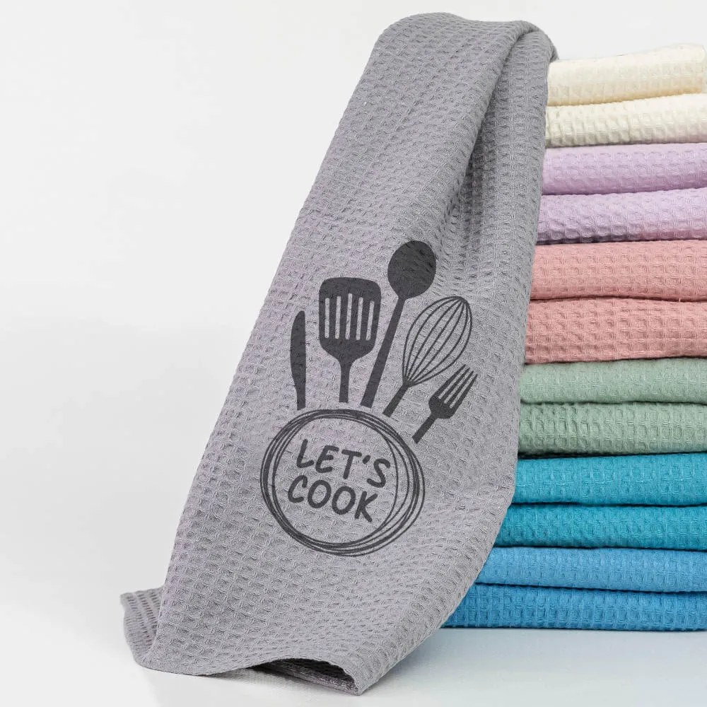 Ποτηρόπανα Κουζίνας Waffle Let&#039;s Cook - 50 x 70 cm - Βεραμάν - Borea