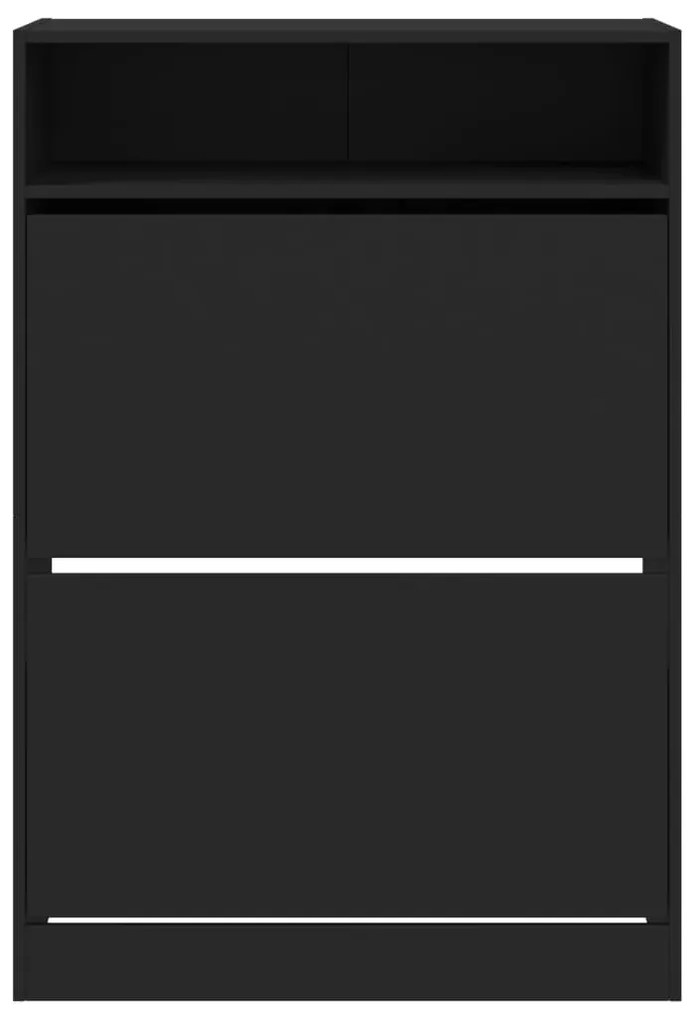 vidaXL Παπουτσοθήκη με 2 Ανακλινόμενα Συρτάρια Μαύρη 80x34x116 εκ.