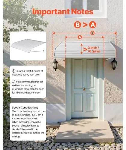 VEVOR Window Awning Door Canopy 48x42 in Aluminum Alloy Front Door Awnings