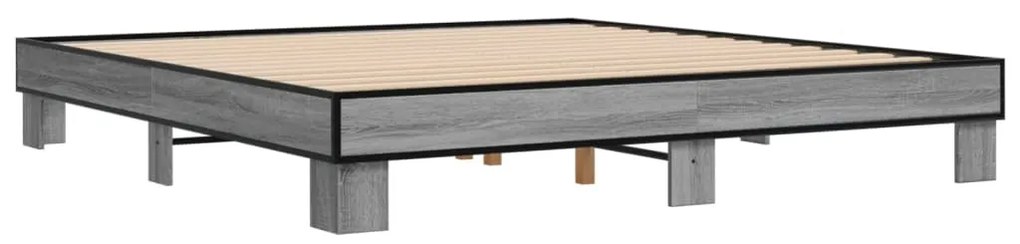vidaXL Πλαίσιο Κρεβατιού Γκρι Sonoma 180x200 εκ. Επεξ. Ξύλο &amp; Μέταλλο