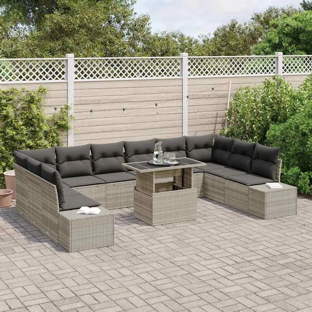 vidaXL Σετ Καναπέ Κήπου 11 pcs Ανοιχτό γκρι 100 x 55 x 73 εκ