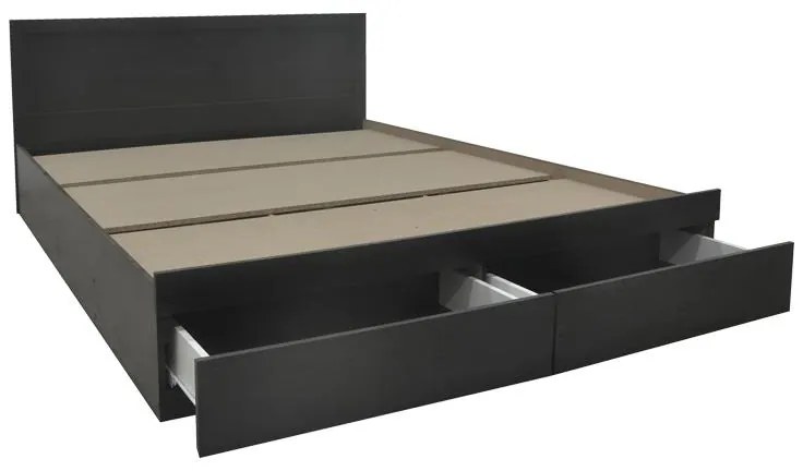 Κρεβάτι Olympus Διπλό με συρτάρι σε wenge απόχρωση 150x200εκ 155x205x80 εκ.