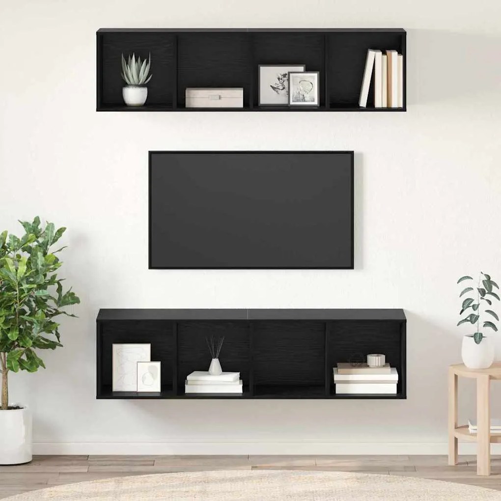 Σετ επίπλου τηλεόρασης 2 pcs Μαύρη Οξυά 37 x 37 x 142,5 εκ