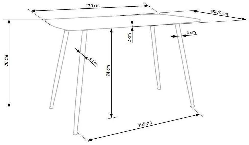 Τραπέζι Houston 742, Χρυσή βελανιδία, Μαύρο, 76x70x120cm, 17 kg, Ινοσανίδες μέσης πυκνότητας, Μέταλλο | Epipla1.gr
