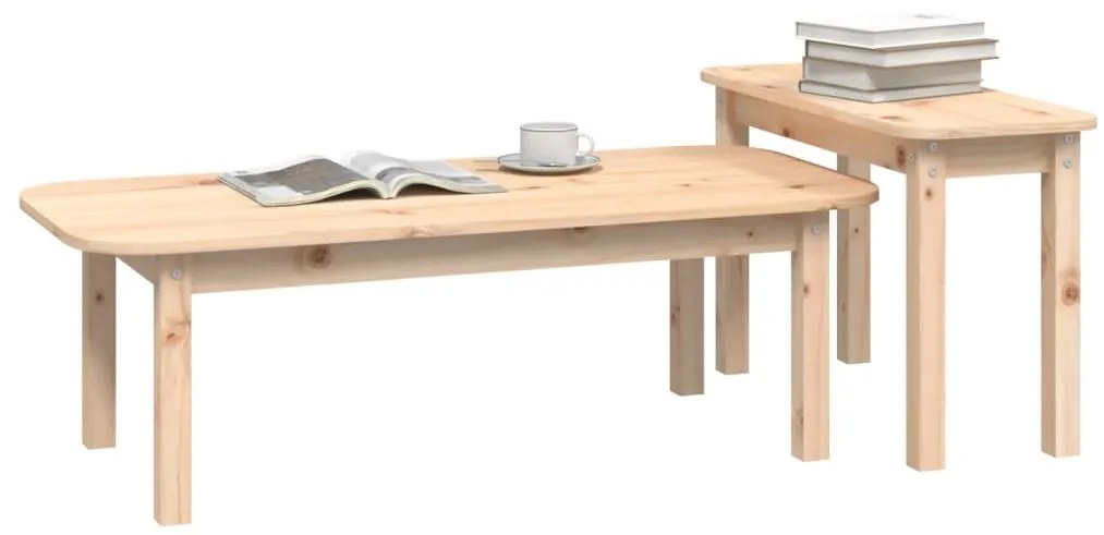 vidaXL Τραπεζάκια Σαλονιού Σετ 2 Τεμαχίων από Μασίφ Ξύλο Πεύκου