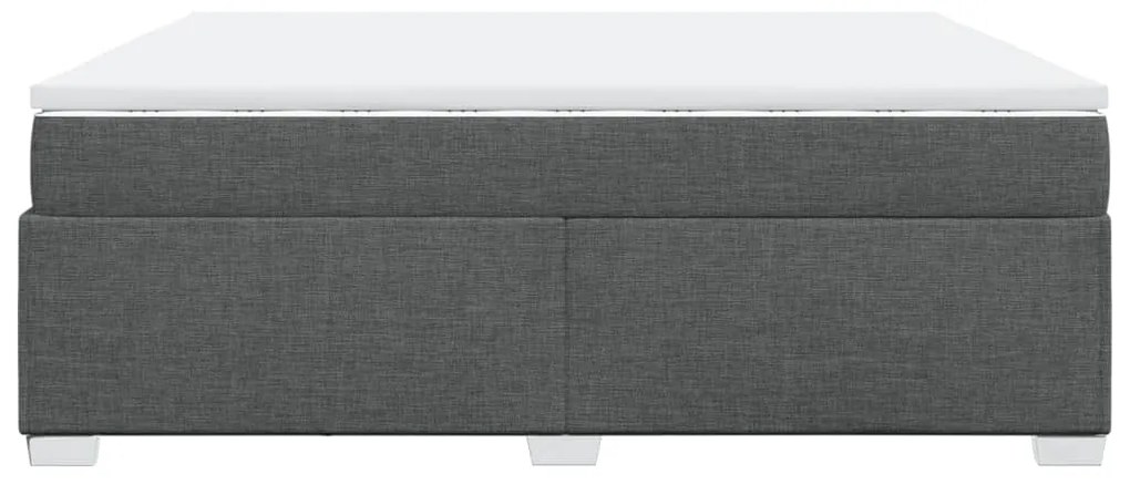 Κρεβάτι Boxspring με Στρώμα Σκούρο Γκρι 200x200 εκ. Υφασμάτινο - Γκρι