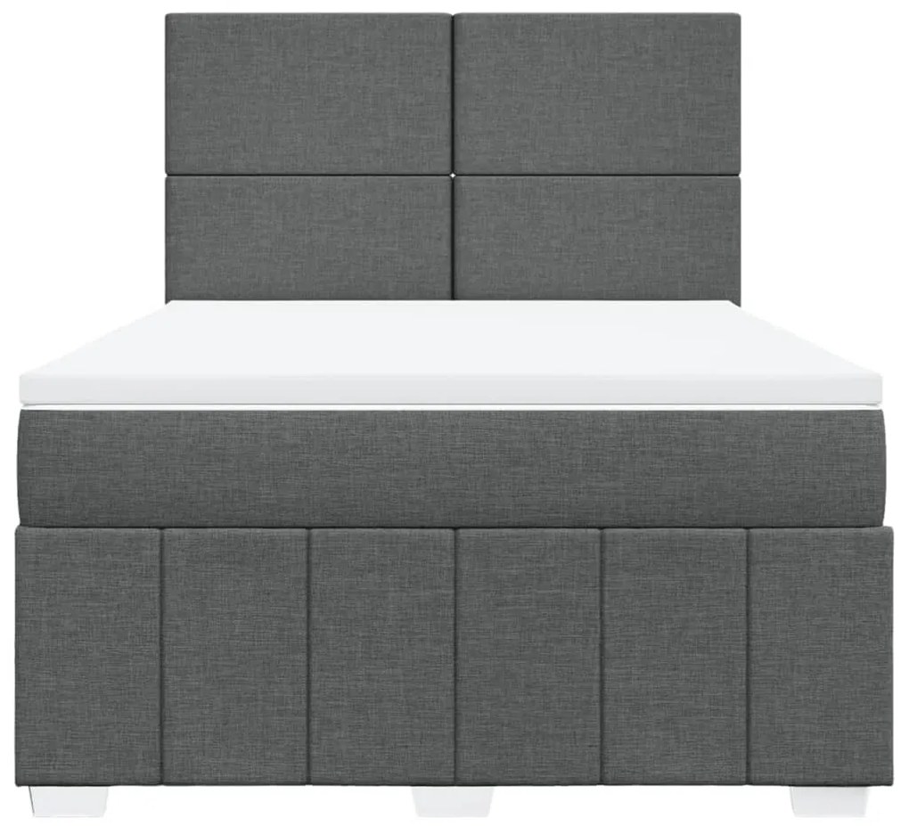 vidaXL Κρεβάτι Boxspring με Στρώμα Σκούρο Γκρι 160x200 εκ Υφασμάτινο