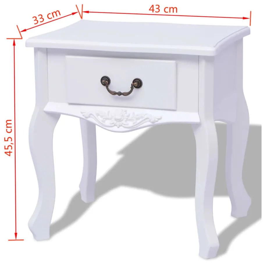 vidaXL Κομοδίνα 2 τεμ. Λευκά από MDF