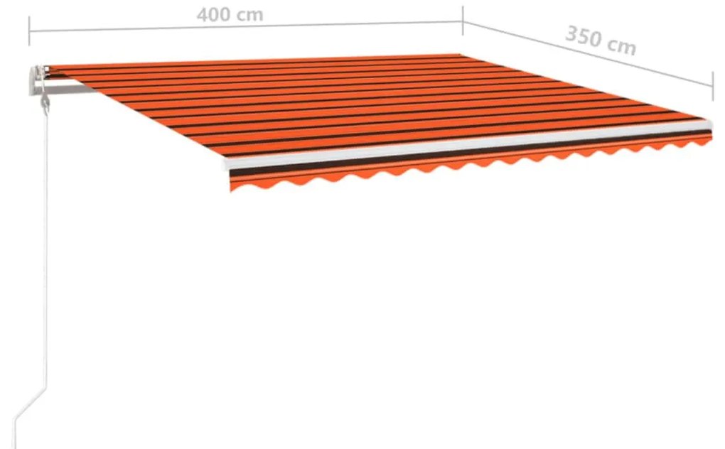 Τέντα Αυτόματη με LED&amp;Αισθητ. Ανέμου Πορτοκαλί/Καφέ 400x350 εκ. - Πολύχρωμο