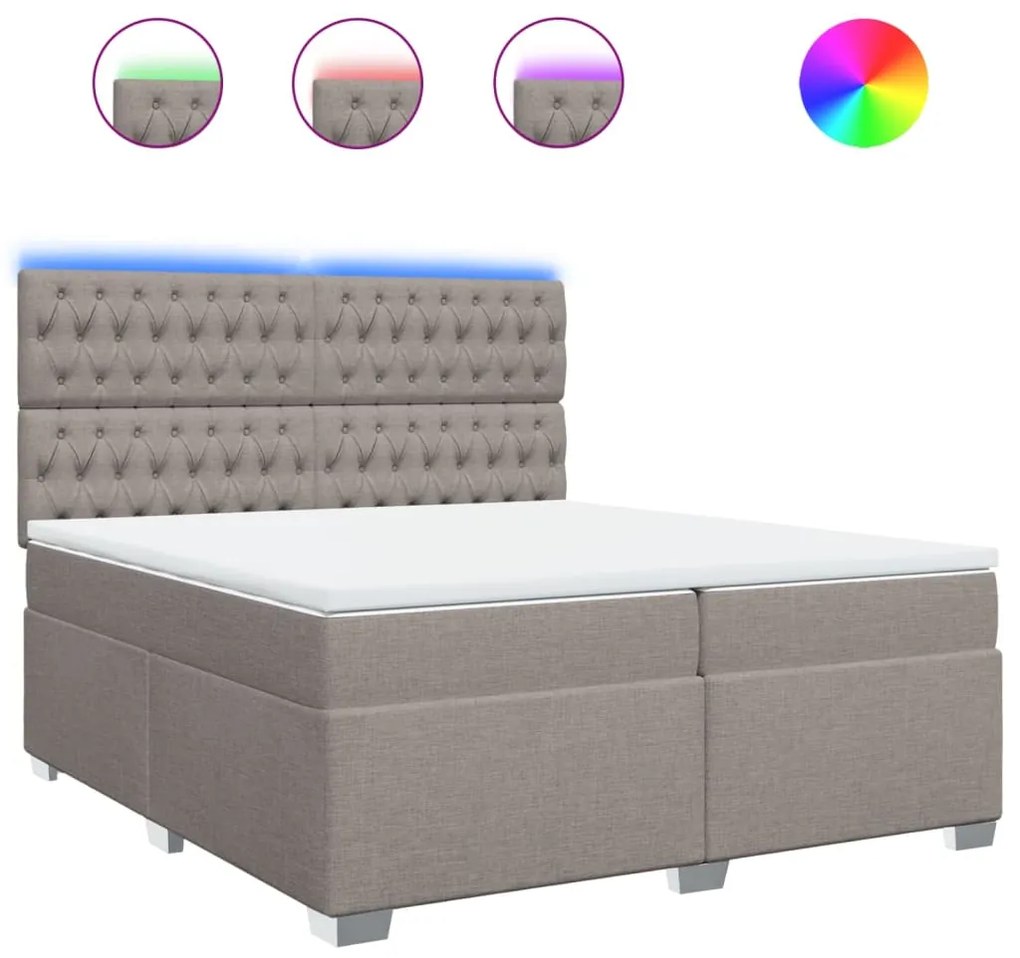 vidaXL Κρεβάτι Boxspring με Στρώμα Taupe 200x200 εκ. Υφασμάτινο