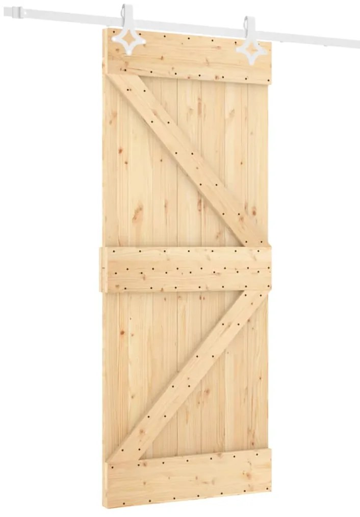 vidaXL Συρόμενη Μεσόπορτα με Μηχανισμό 80 x 210 εκ. Μασίφ Ξύλο Πεύκου