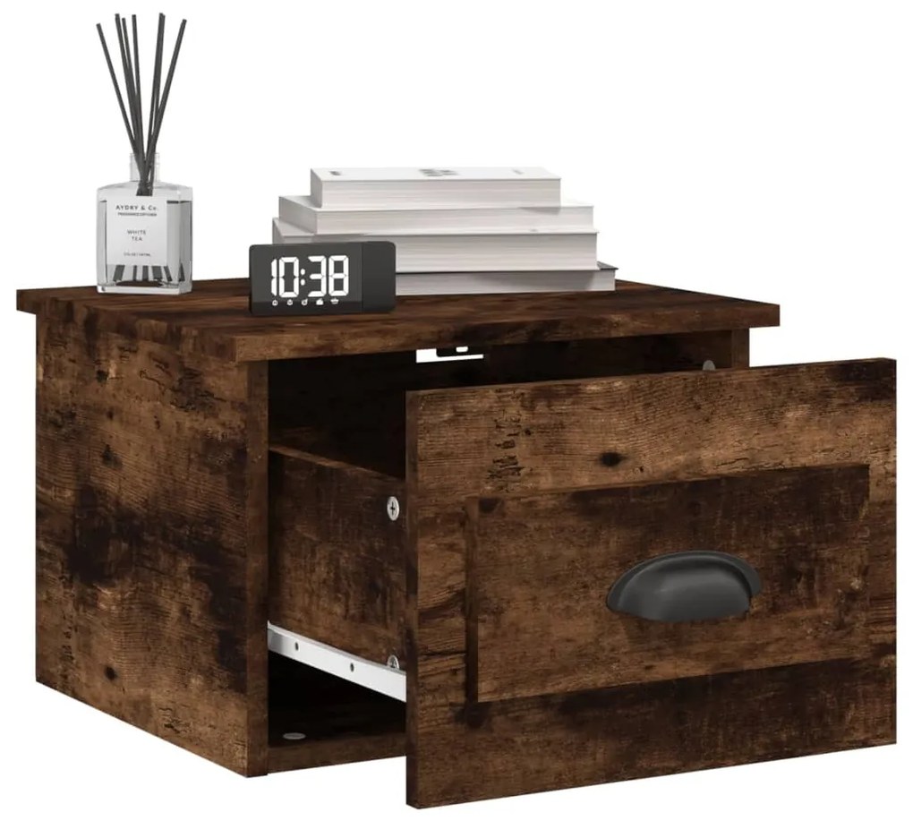 vidaXL Κομοδίνο Επιτοίχιο Καπνιστή Δρυς 41,5 x 36 x 28 εκ.