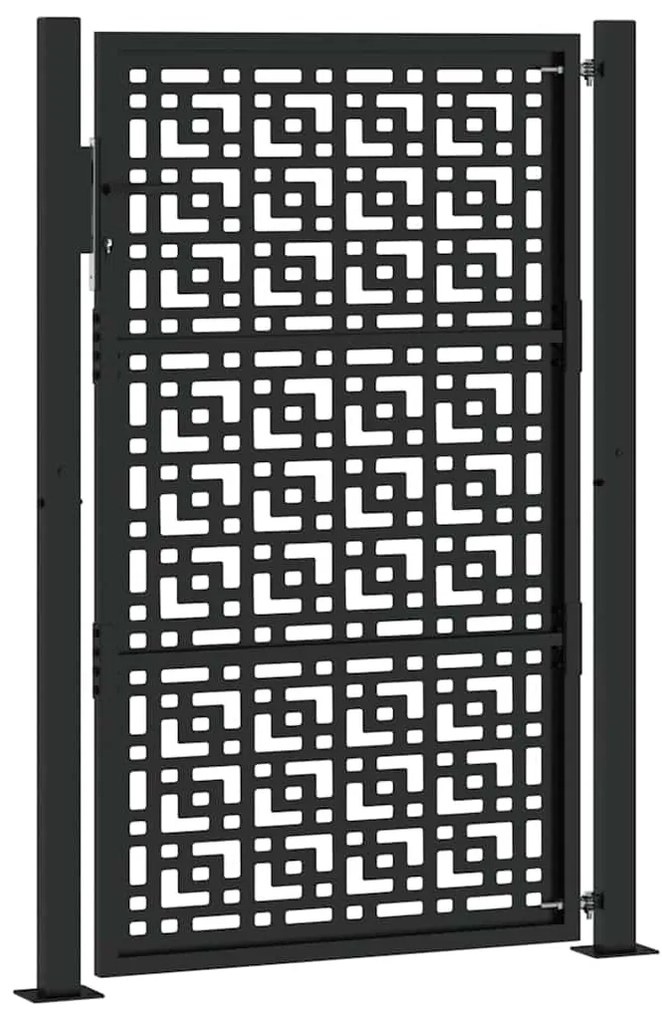 vidaXL Πόρτα Κήπου Μαύρη 100x150 εκ. με Σταυρό από Ατσάλι