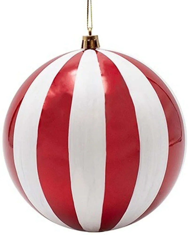 Χριστουγεννιάτικες Μπάλες Ρίγες (Σετ 2Τμχ) 600-47954 15cm Red-White