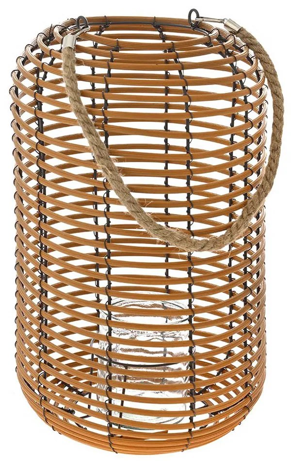 Φαναράκι Rattan Καφέ με γυαλί 27x27x41εκ Ηλιάδης 81110