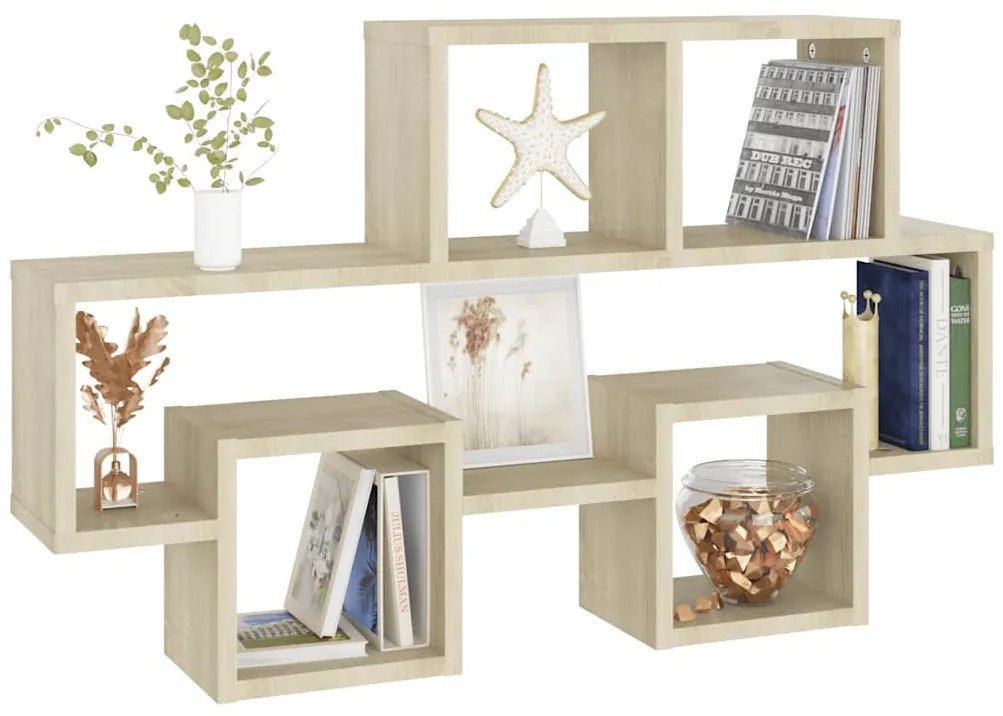 vidaXL Ράφι Τοίχου Σχήμα Αυτοκιν. Sonoma Δρυς 82x15x51 εκ. Επεξ. Ξύλο