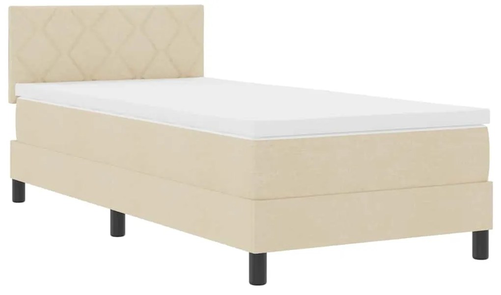 vidaXL Κρεβάτι με ελατήρια με στρώμα Κρεμ 100 x 200 cm ύφασμα