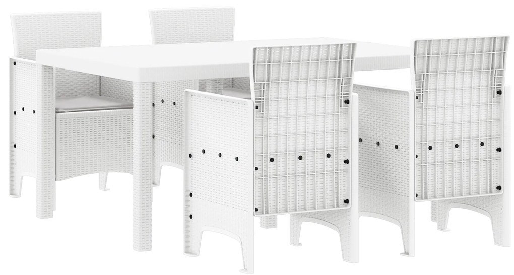 vidaXL Σετ Τραπεζαρίας Κήπου 5 pcs Λευκό 150 x 100 x 73 εκ.