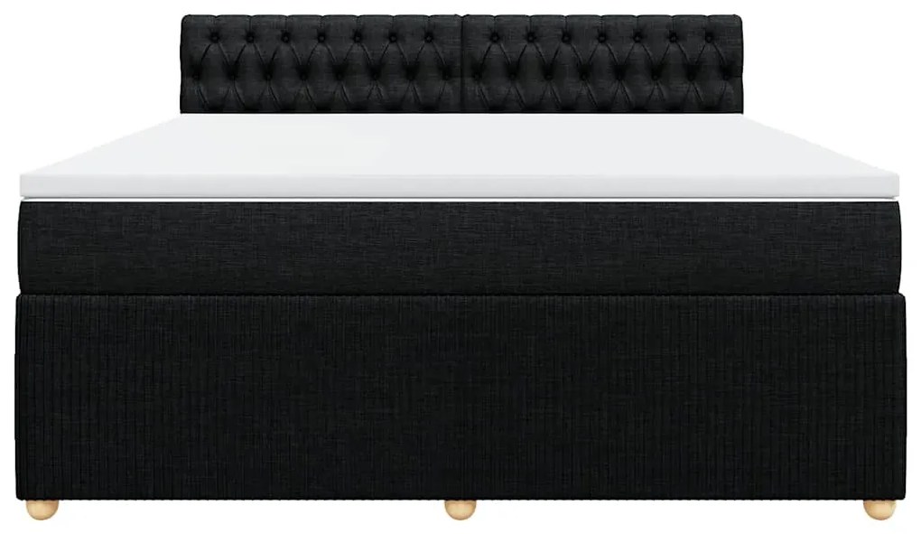 vidaXL Κρεβάτι Boxspring με Στρώμα Μαύρο 180x200 εκ. Υφασμάτινο