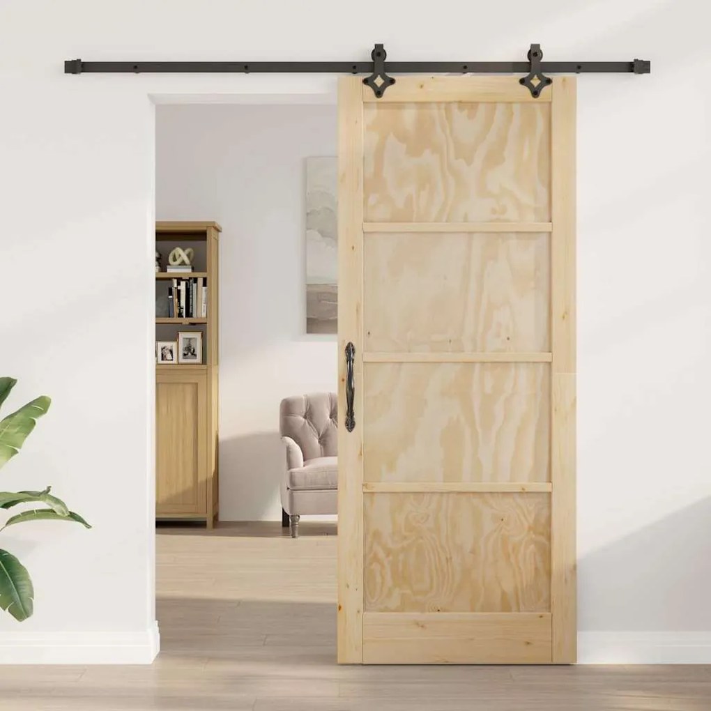 vidaXL Σετ Συρόμενης Πόρτας ORKDAL Φυσικό και μαύρο 86 x 211 cm