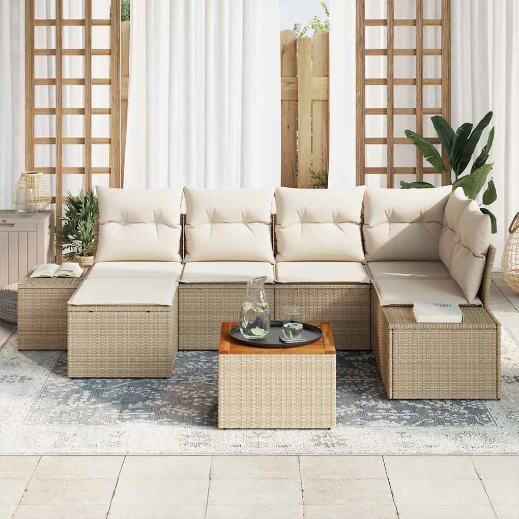 vidaXL Σετ Καναπέ Κήπου 7 pcs Beige, λευκό