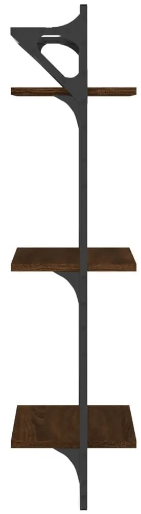 vidaXL Ράφια Τοίχου 3 Επιπέδων με Μπάρα 2 τεμ Καφέ Δρυς 30x25x100 εκ