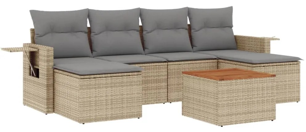 vidaXL Σετ Καναπέ Κήπου 7 τεμ. Μικτό Μπεζ Συνθετικό Ρατάν &amp; Μαξιλάρια