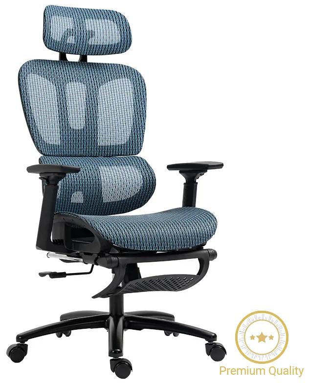 Καρέκλα γραφείου διευθυντή με υποπόδιο Verdant pakoworld Premium Quality mesh χρώμα μπλε - Ύφασμα - 256-000002