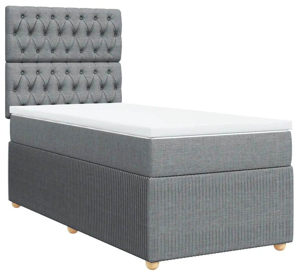 ΚΡΕΒΑΤΙ BOXSPRING ΜΕ ΣΤΡΩΜΑ ΑΝΟΙΧΤΟ ΓΚΡΙ 90X190 ΕΚ. ΥΦΑΣΜΑΤΙΝΟ 3291918