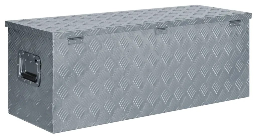 vidaXL Κουτί Αποθήκευσης Ασημί 110,5 x 38,5 x 40 εκ. Αλουμινίου