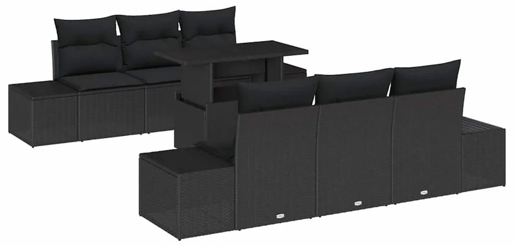 vidaXL Σετ Καναπέ Κήπου με μαξιλάρι 7 pcs Μαύρο 100 x 55 x 73 εκ.