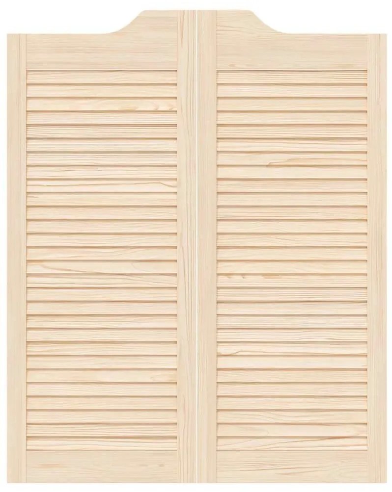 Swing Doors Louvred Design 1-Pair 100x80 cm μασίφ ξύλο πεύκο - Καφέ