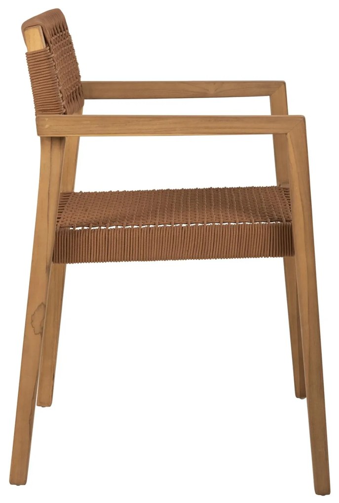 Πολυθρόνα CHARLOTTE Ξύλο Teak Φυσικό και Καφέ Σχοινί 59x54x83Y εκ. 59x54x83 εκ.