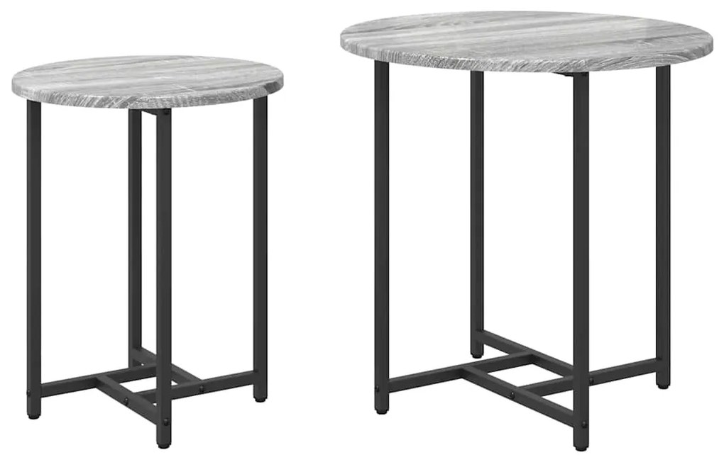 vidaXL Σετ βοηθητικά τραπεζάκια 2 pcs Γκρι σονόμα και Μαύρο