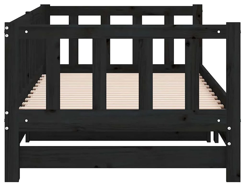 vidaXL Καναπές Κρεβάτι Συρόμενος Μαύρος 90 x 200 εκ. Μασίφ Ξύλο Πεύκου