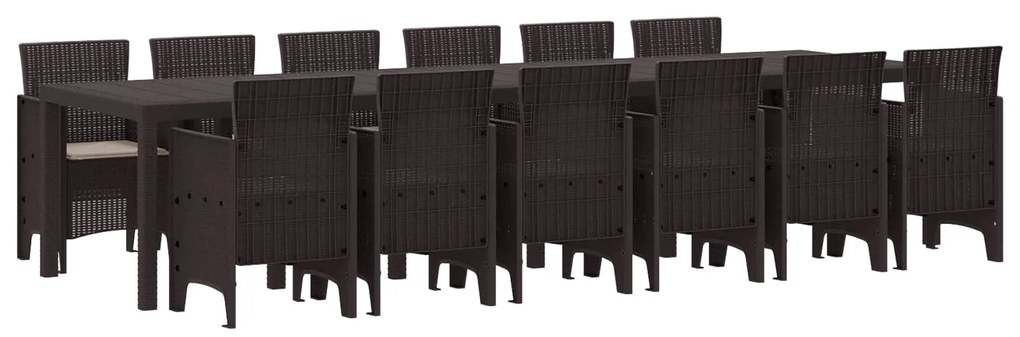 Σέτ φαγητού για κήπο 13 pcs Καφέ Rattan Polt