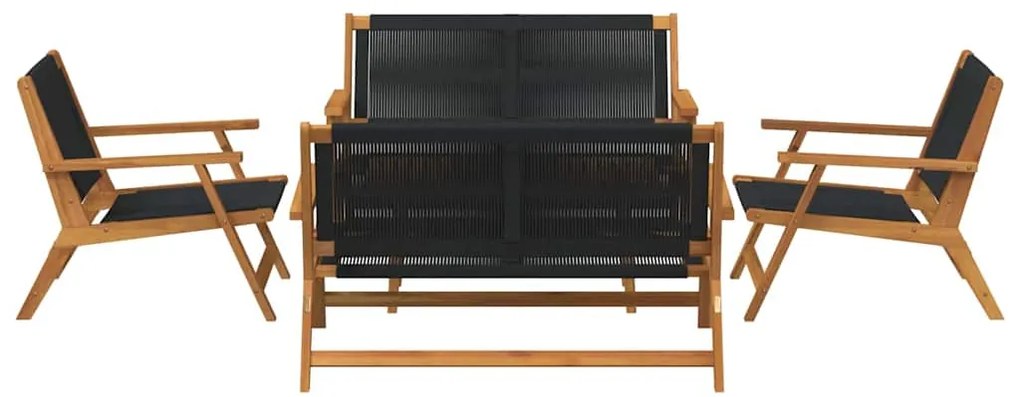 vidaXL Κήπου Καρέκλες με Τραπέζι 5 pcs Μαύρο 90 x 45 x 40 cm